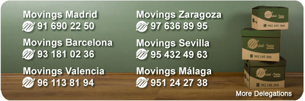 Movings in Madrid, Barcelona, Sevilla, Zaragoza, Málaga and Valencia